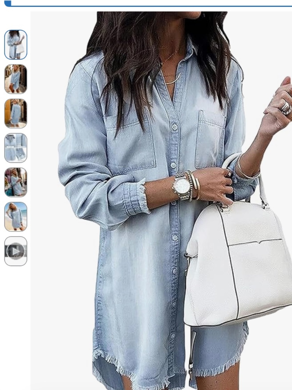 NWT Chambray Medium Women Denim Dress Long Sleeve Button Down Jean Shirt